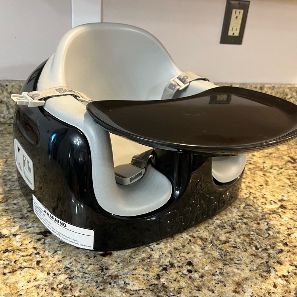 Bumbo Black and Gray Baby Floor Seat with Tray